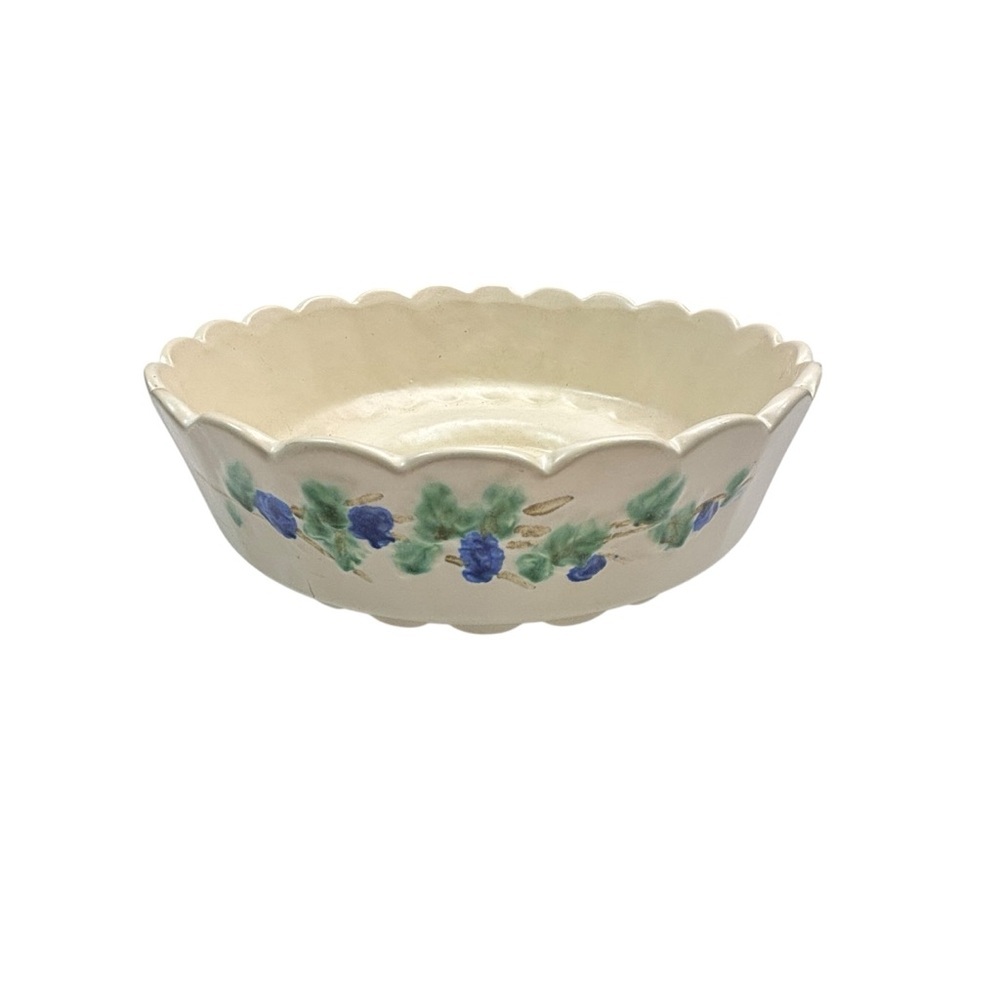 Vintage McCOY Pottery Grapevine Scalloped Bowl Flower Planter Pot Dish MCM Large